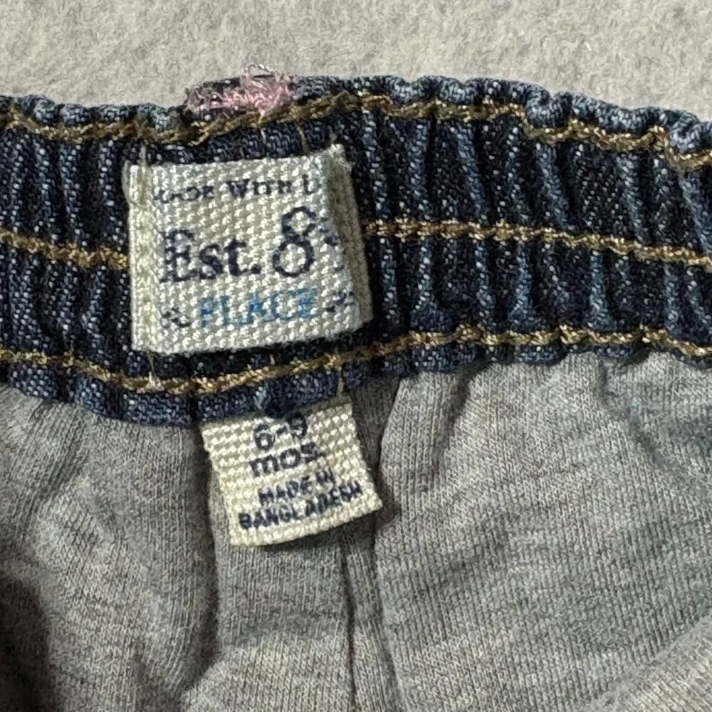 Infant Baby Girl 6-9 M Flannel Fleece Lined Jeans Lot of 2 pants - Picture 4 of 11